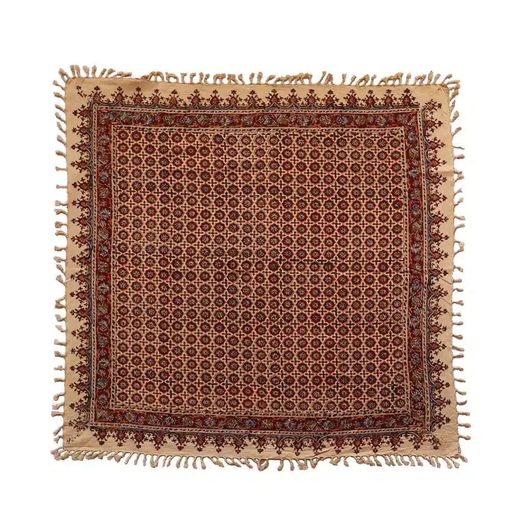 Nappe persane carrée Ghalamkar Khorzogh