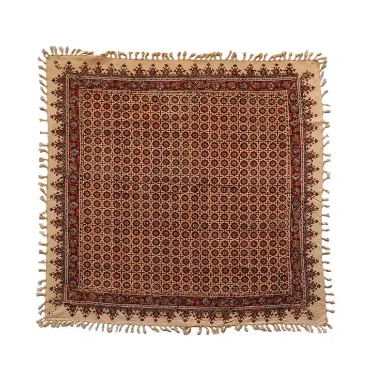 Nappe persane carrée Ghalamkar Khorzogh